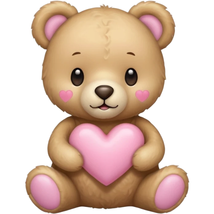 beige teddy bear and a pink pastel heart emoji
