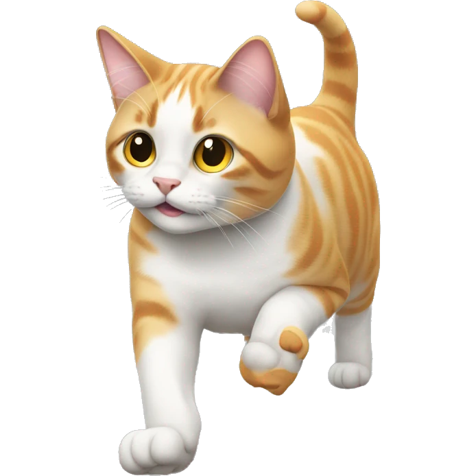 Cat going on a walk with two feet emoji