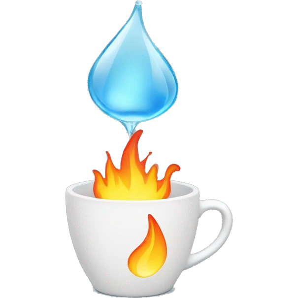 Cup of water puts out fire emoji