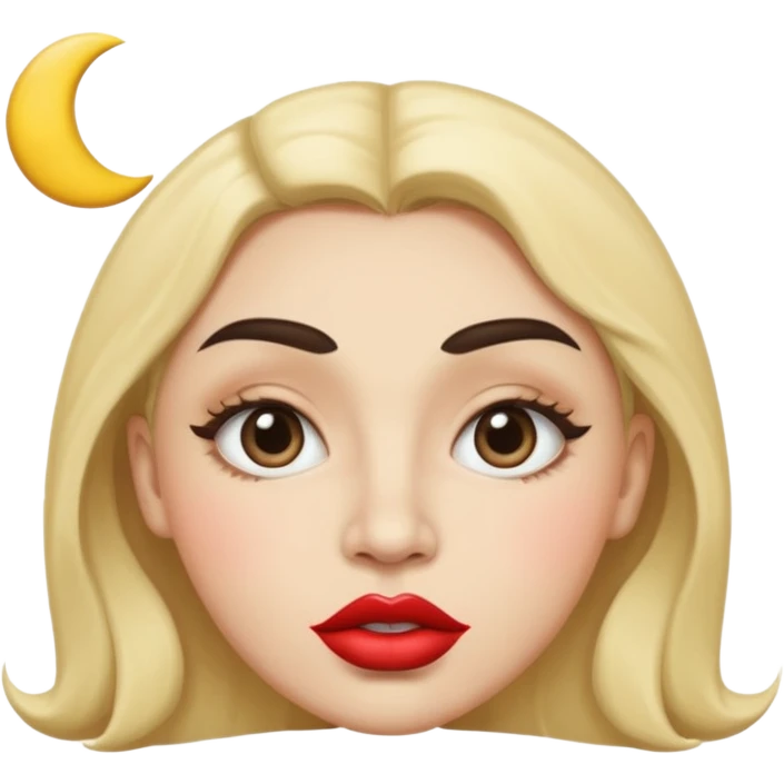 Moon face with giant lips and very thick eyebrows emoji