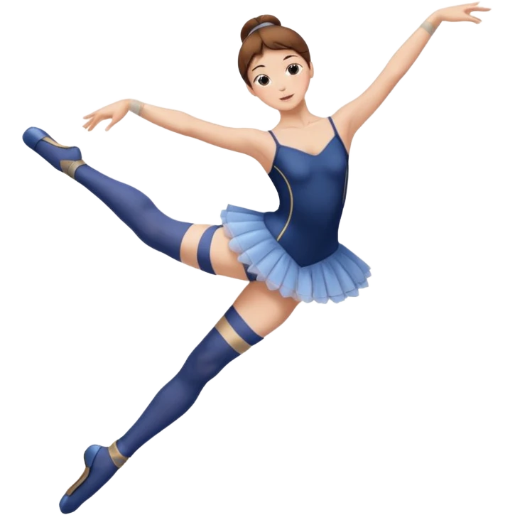 Ballet dancer in over the knee socks, leotard and brown hair emoji
