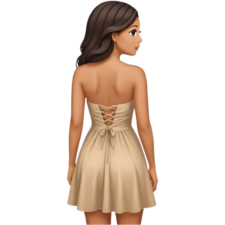 Latina girl back looking away strapless dress emoji