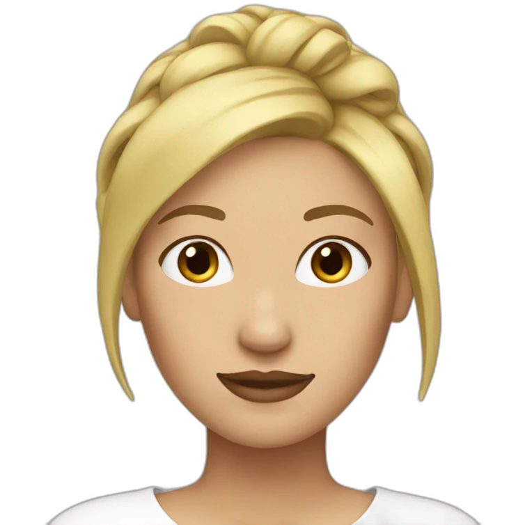woman blond bun no eyes emoji