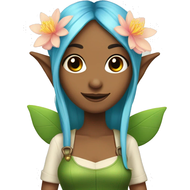 elf fairy mechanic with lotus flower in her hair  emoji