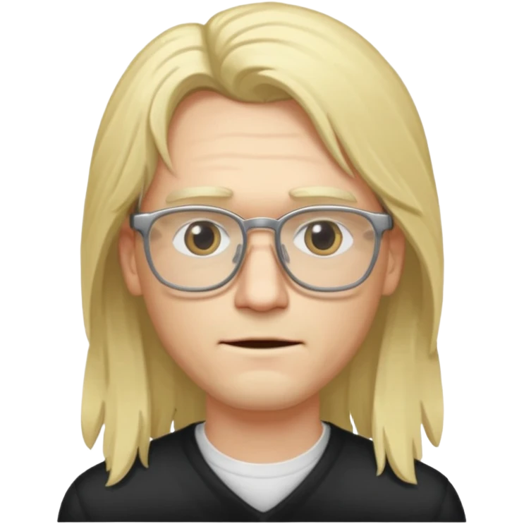 Guy with long blond hair and glasses dead  emoji