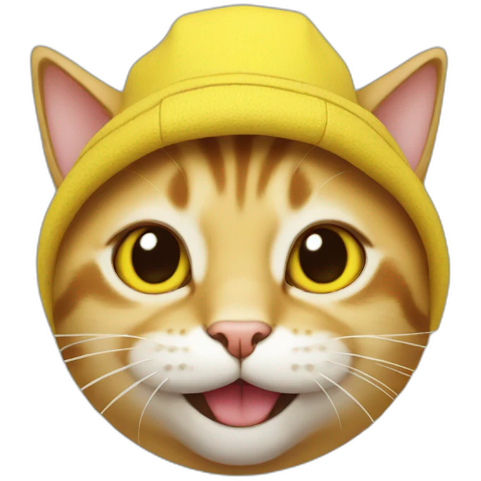 cat in a yellow cap laughs merrily emoji