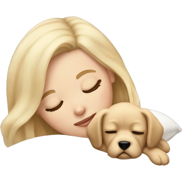 White girl blonde hair sleeping with puppy emoji