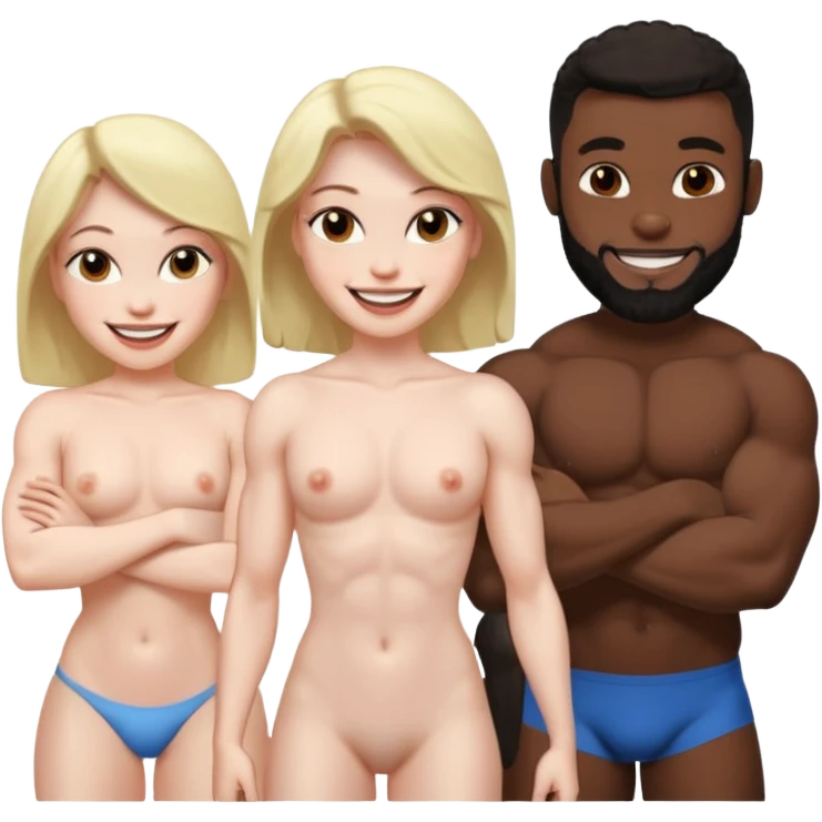 naked female, 2 black males emoji