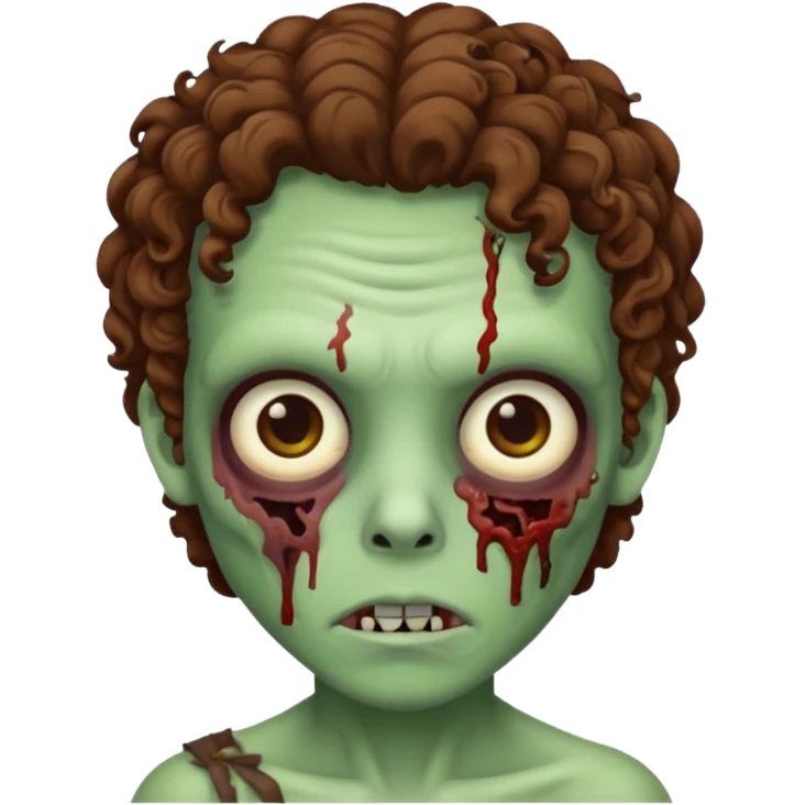 Zombie with lil bit curly medium brown hair emoji
