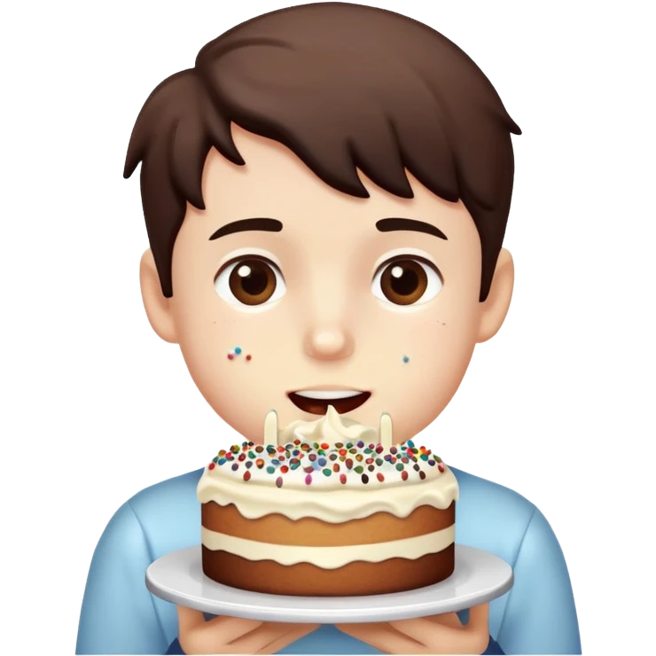 Boy eating cake emoji