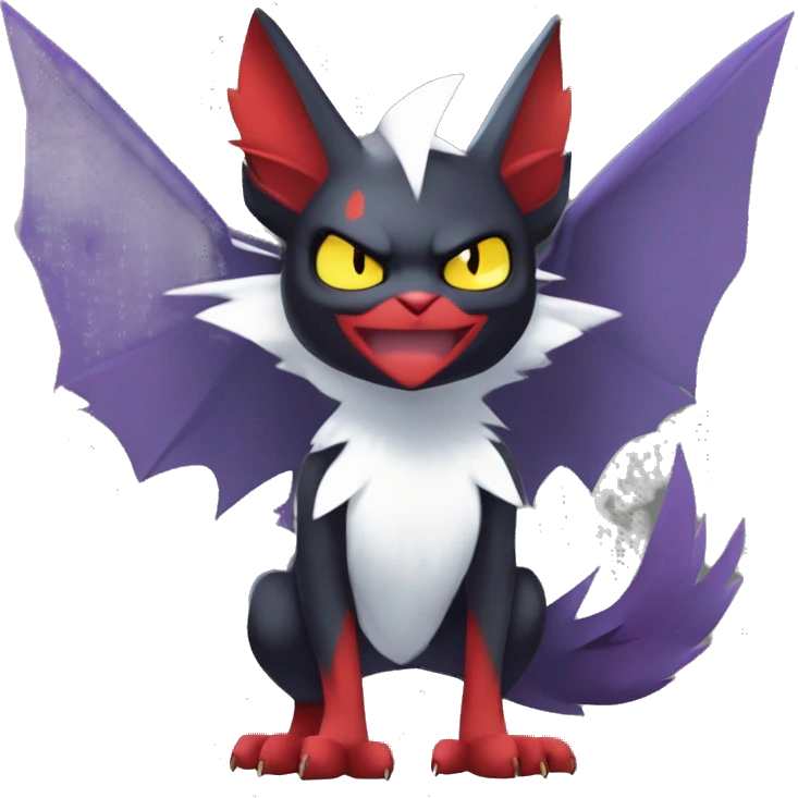Edgy Cute Cool Kawaii Litten-Noivern-Zoroark-Noibat-Absol-Pokémon Full Body emoji