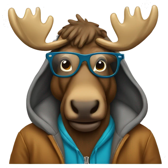 a moose wearing glasses and a hoodie emoji