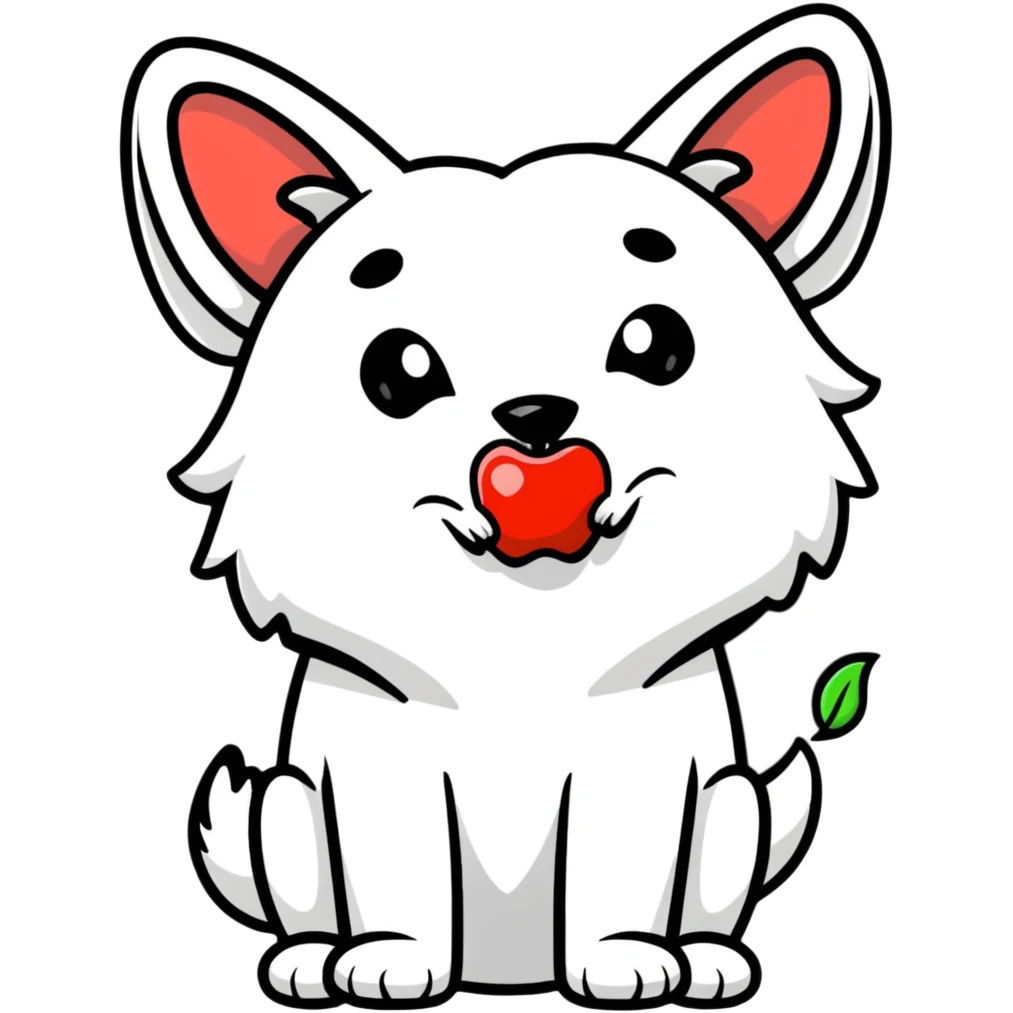dog holding apple in mouth emoji