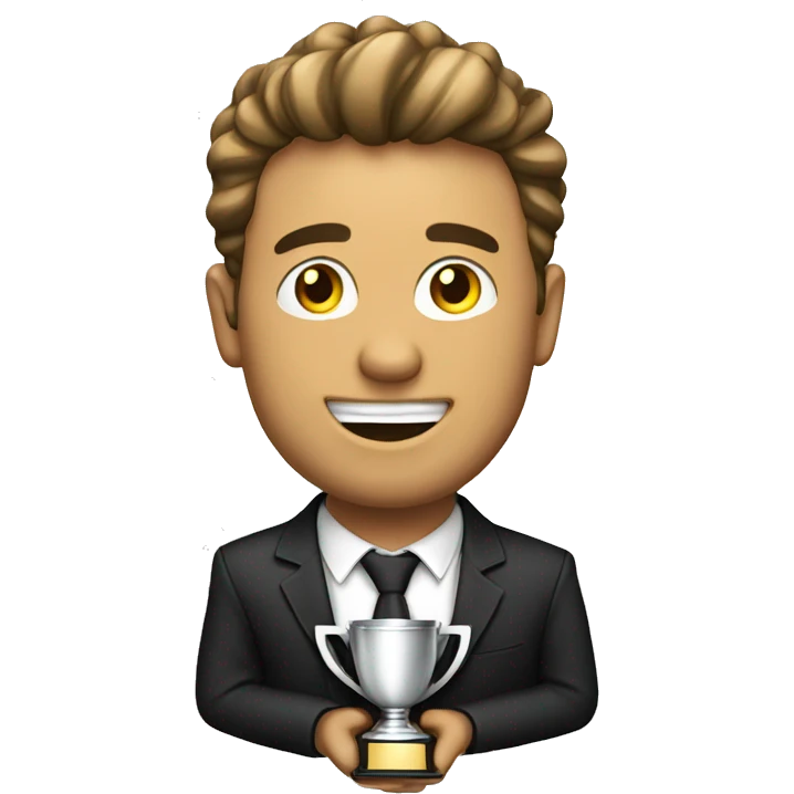 sucessfull man with trophy emoji
