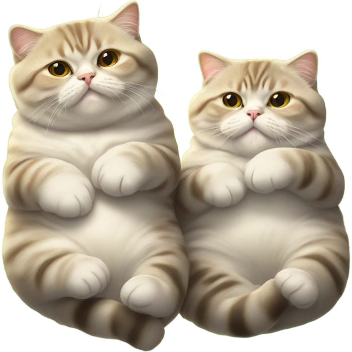 2 Scottish fold cats sunbathing belly up emoji