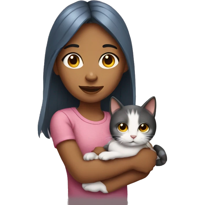 Girl holding cat emoji