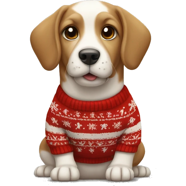 dog wearing a Christmas sweater ￼￼ emoji
