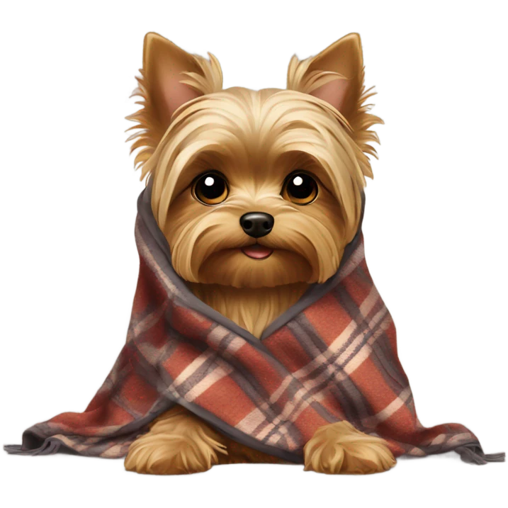 Yorkie dog with a blanket emoji