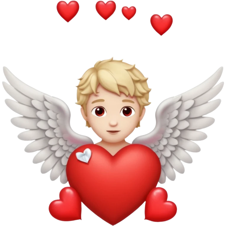 Cupido rodeado de corazones  mostrando sus alas y su arco   emoji
