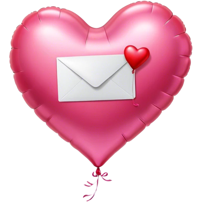 love letter in pink and red metallic heart-shaped balloons emoji