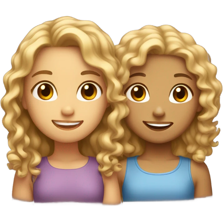  Two girls cuddling one light skin one curly both Carly hair  emoji