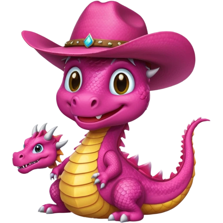 Pink dragon with a cow boy hat  emoji