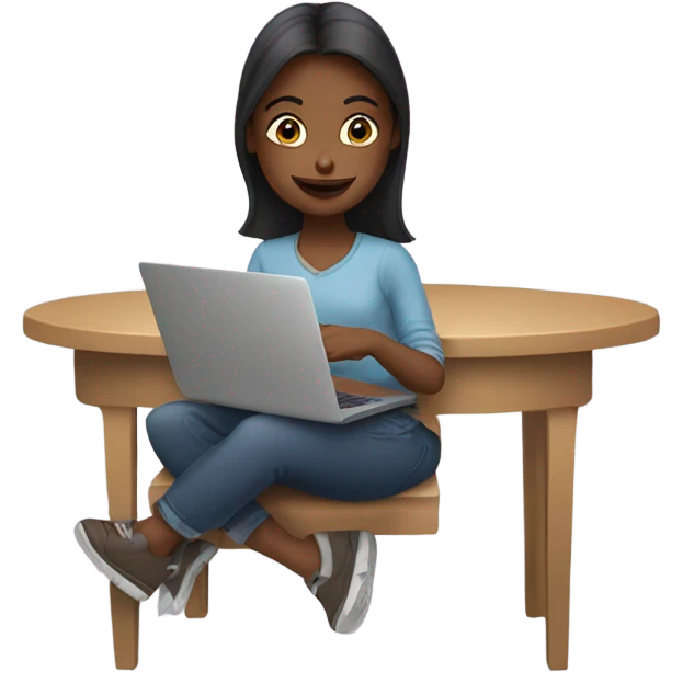 Girl using laptop and drinking coffee emoji