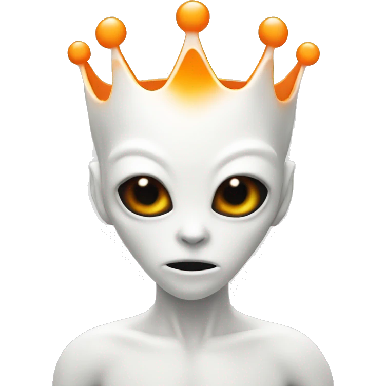 white alien on orange color crown emoji