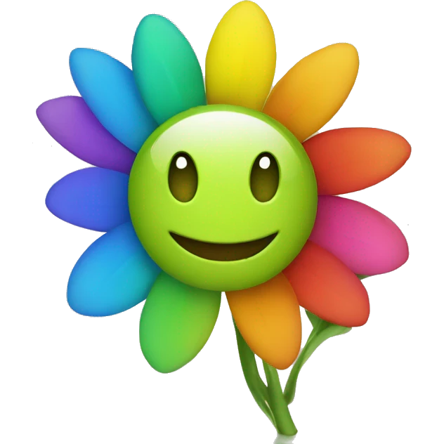 rainbow flower with face emoji