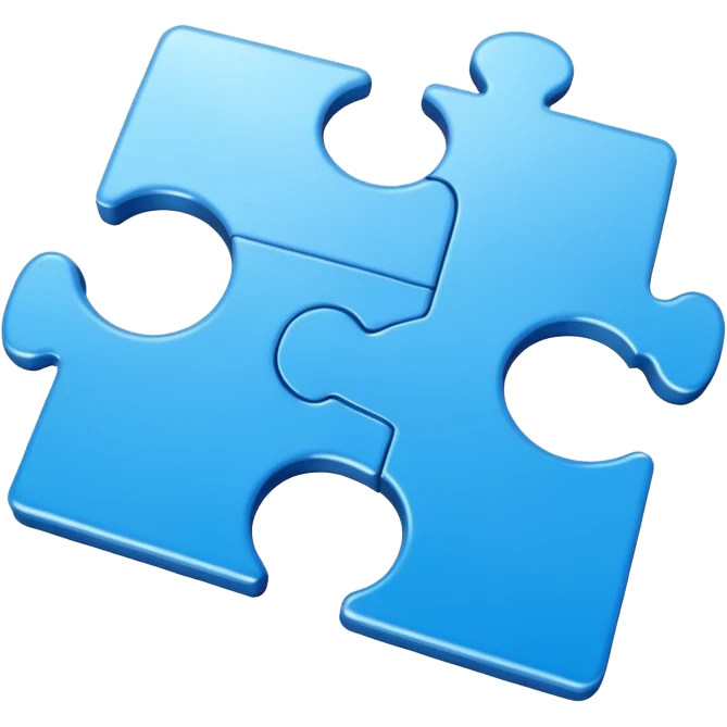 puzzle piece emoji in blue professional design for business presentation, clean edges, modern corporate aesthetic emoji