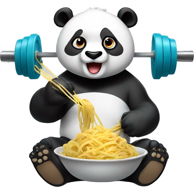 panda eating pasta and lifting weights emoji