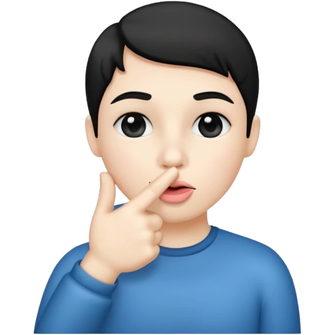 Solid White color Shh finger and hand emoji emoji