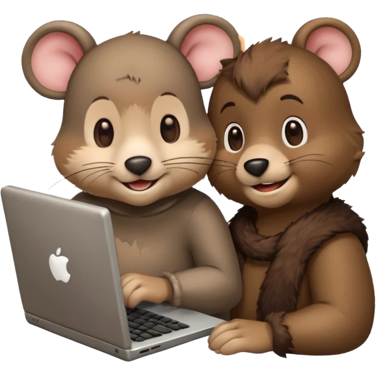mouse and bear working on a computer but as a favucon emoji