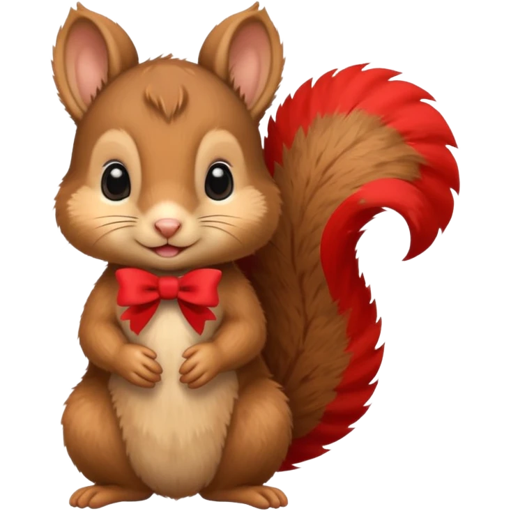 baby squirrel with a tiny red bow emoji