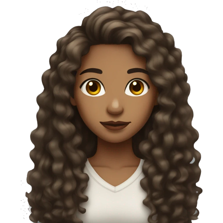 woman light brown skin long dark curly hair thick brows teenager emoji