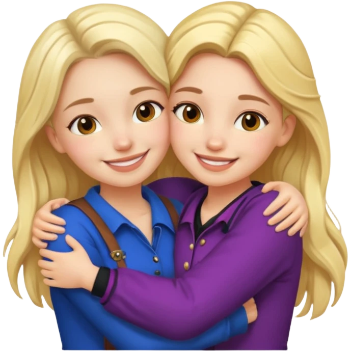 Girl hug a girl friend european bold emoji