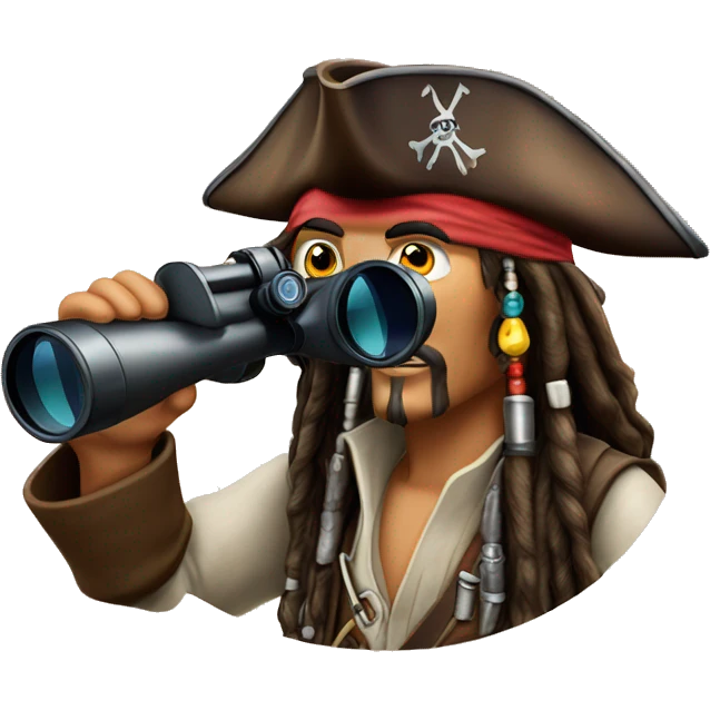 photorealistic jack sparrow looks binoculars emoji