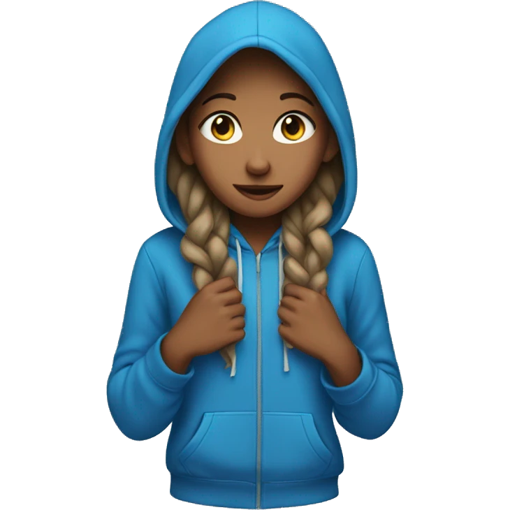 A girl wering a blue hoodie emoji