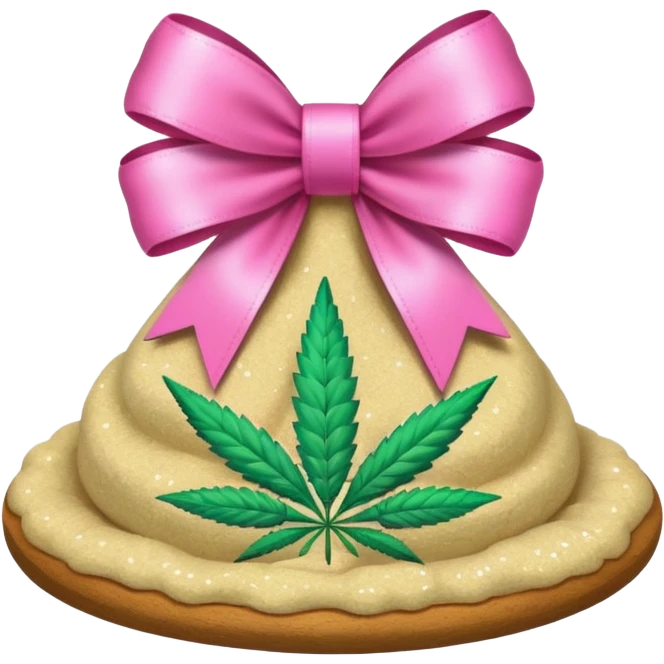 Cannabis flour with pink bow on it and sparkle  emoji