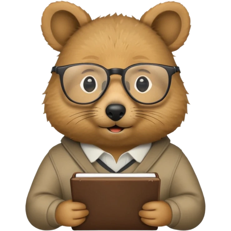 work with notebook quokka wearing glasses emoji
