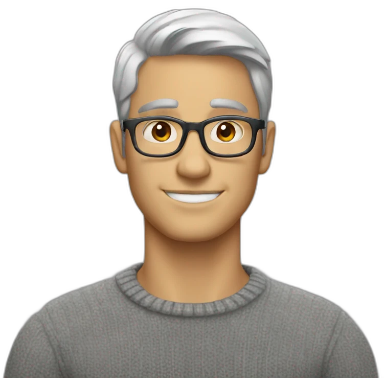 White Nerd with gray turtleneck and glass  emoji