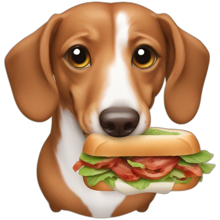 Dachshund eating a BLT emoji