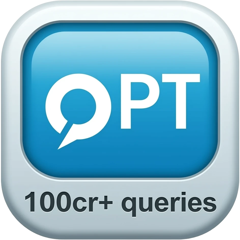 Chatgpt logo with a text "100cr+ queries" emoji