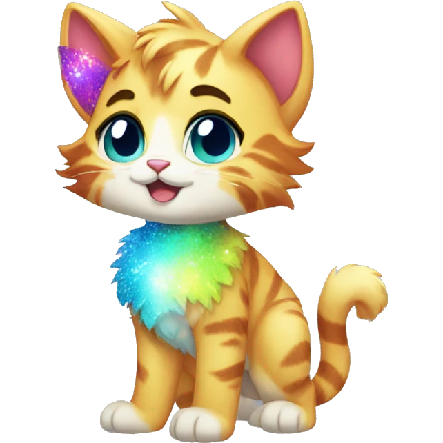 Colorful Sparkle-cat-fursona full body emoji