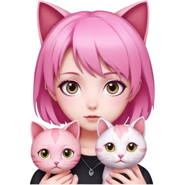 pink anime girl cat head emoji