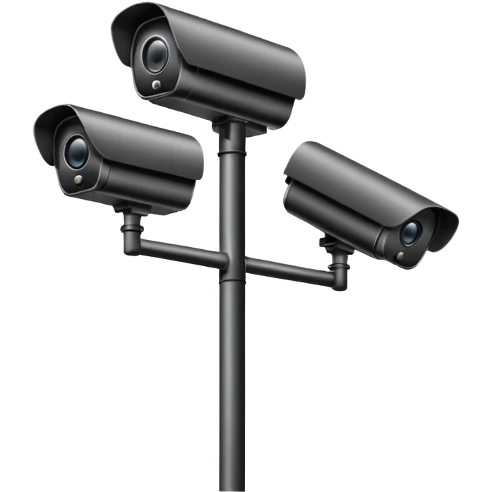 CCTV cameras on a pole in black emoji
