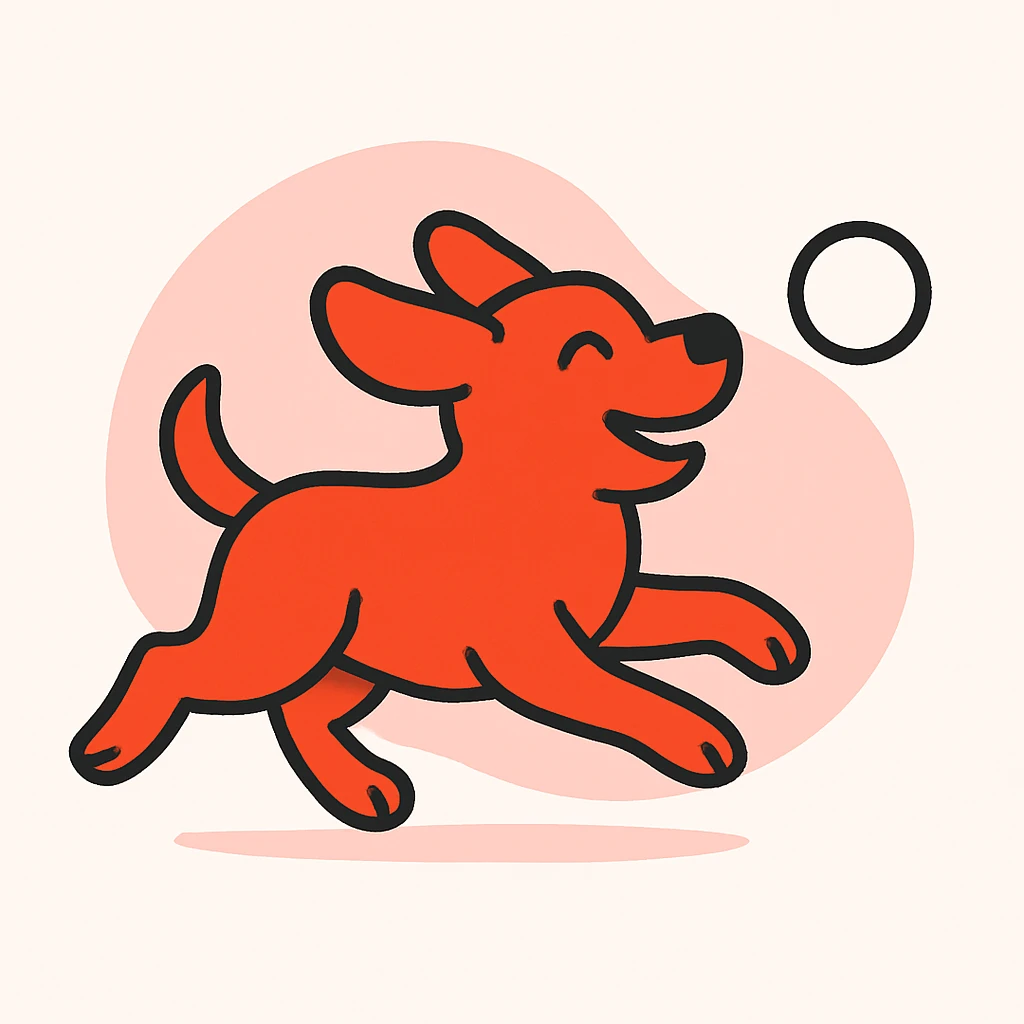 happy dog running after ball emoji