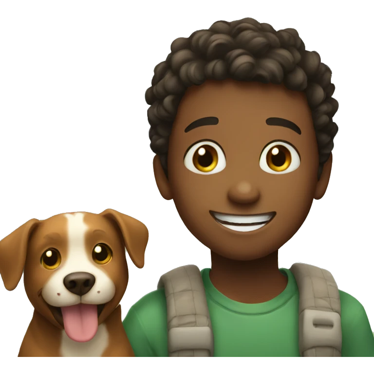 smiling boy with animal friend emoji