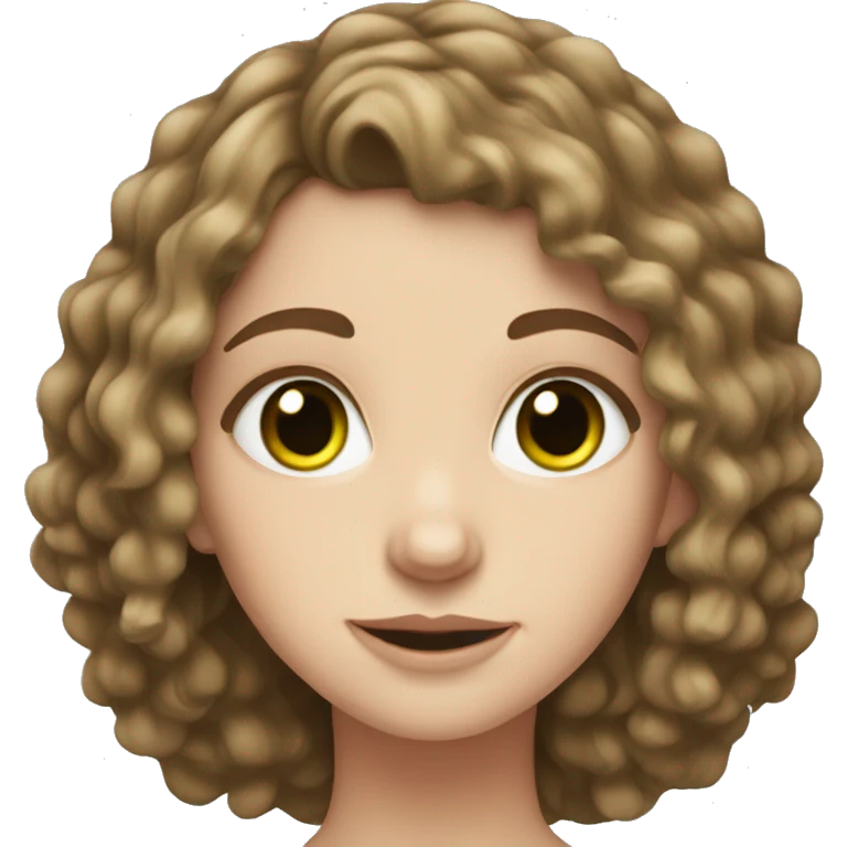 White girl with short, curly, brunette hair and green eyes emoji
