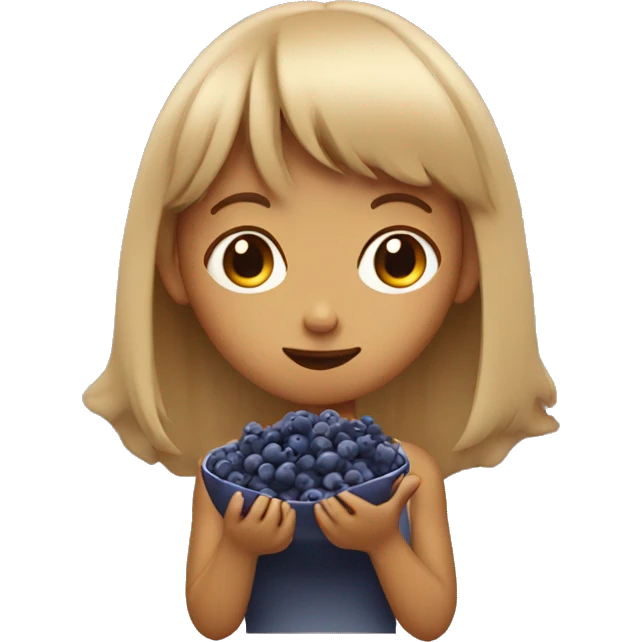 tan girl with bangs eating blueberries emoji
